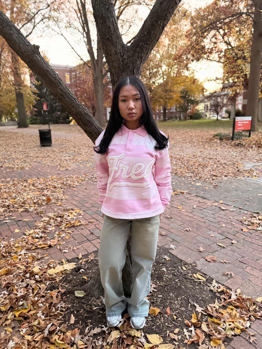 Pearl Long Sleeve Polo (PINK)