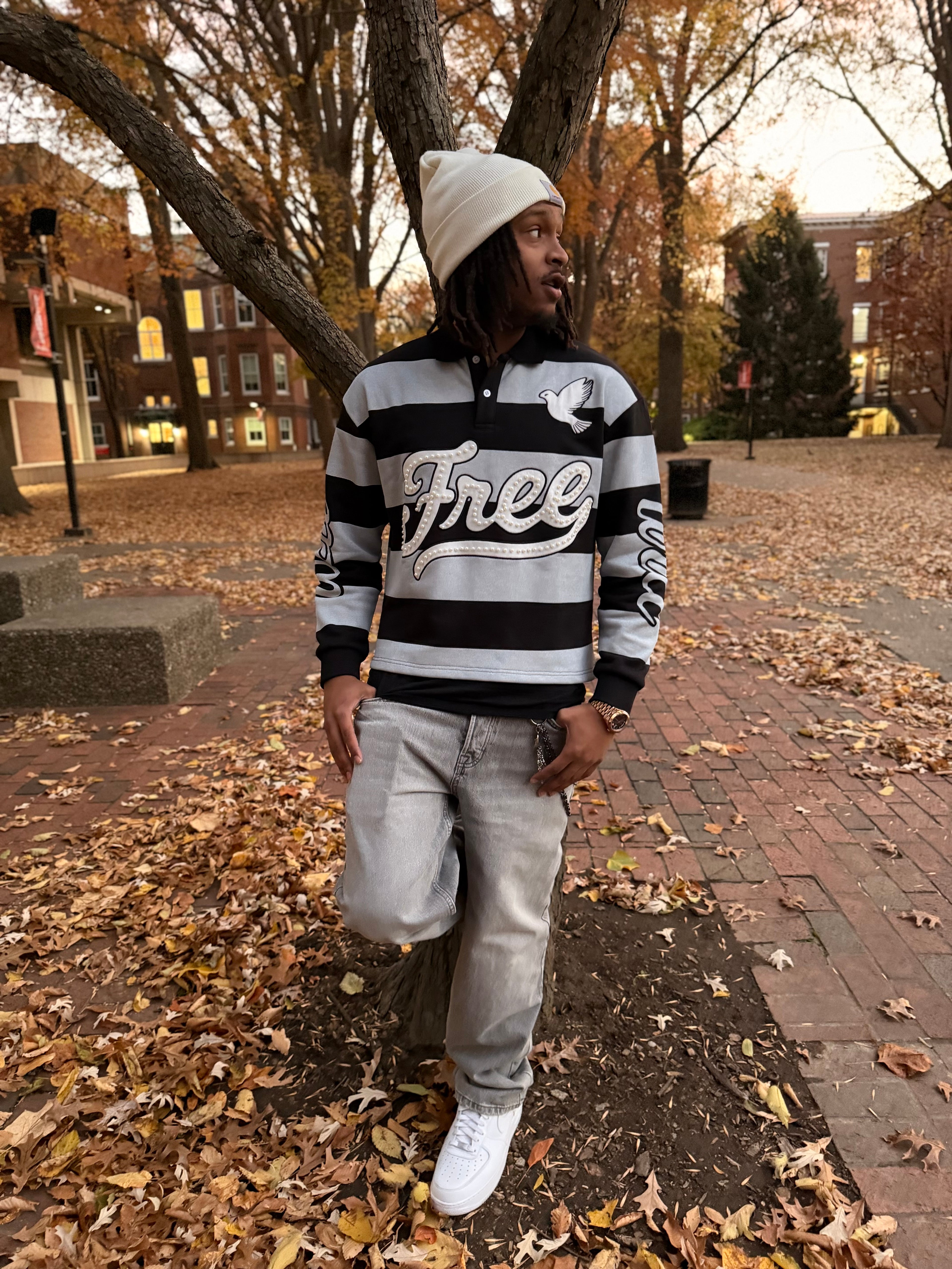 Pearl Long Sleeve Polos (Black)